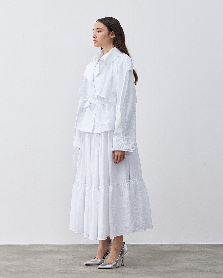 Linea Oversize Kısa Trençkot Beyaz