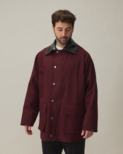 Erkek Oversize Salaş Cepli Parka Bordo 