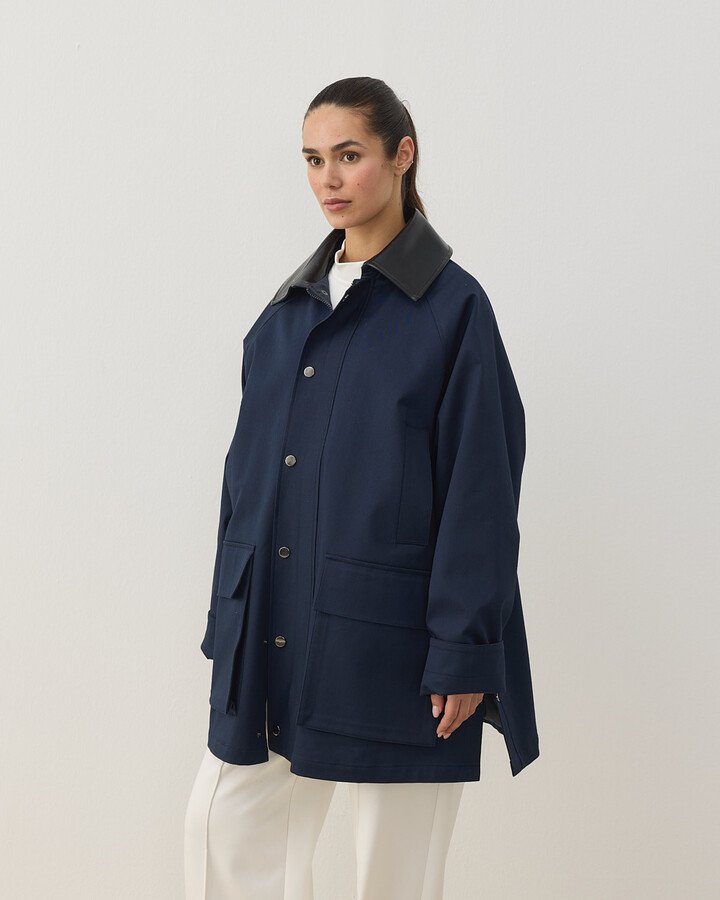 Oversize Salaş Cepli Parka Lacivert