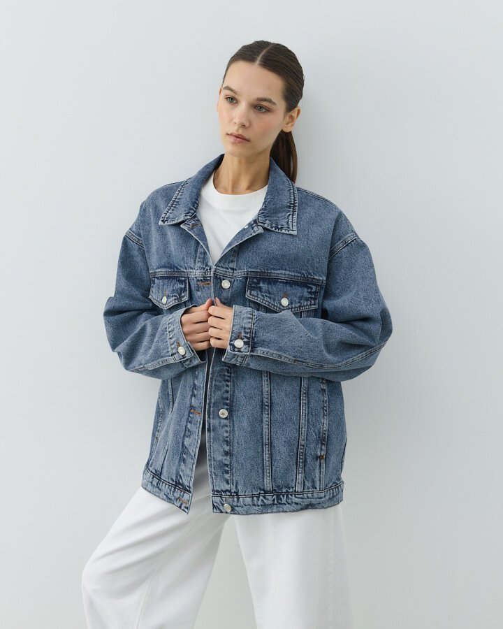 Oversize Unisex Jean Ceket Çift Seti Açık Mavi - (1)
