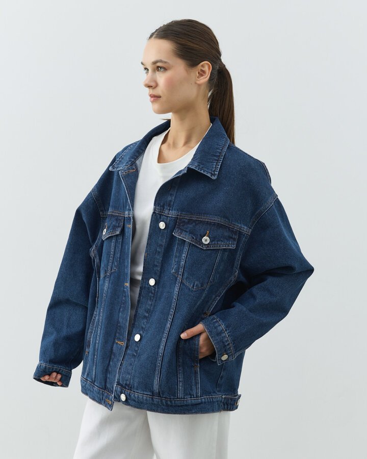Oversize Unisex Jean Ceket Çift Seti Mavi - (1)