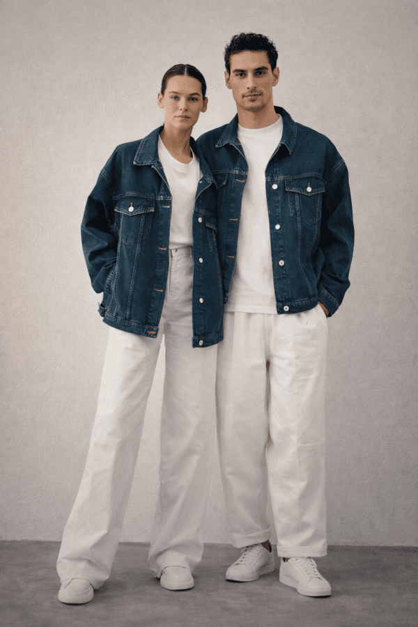 Oversize Unisex Jean Ceket Çift Seti Mavi - (1)