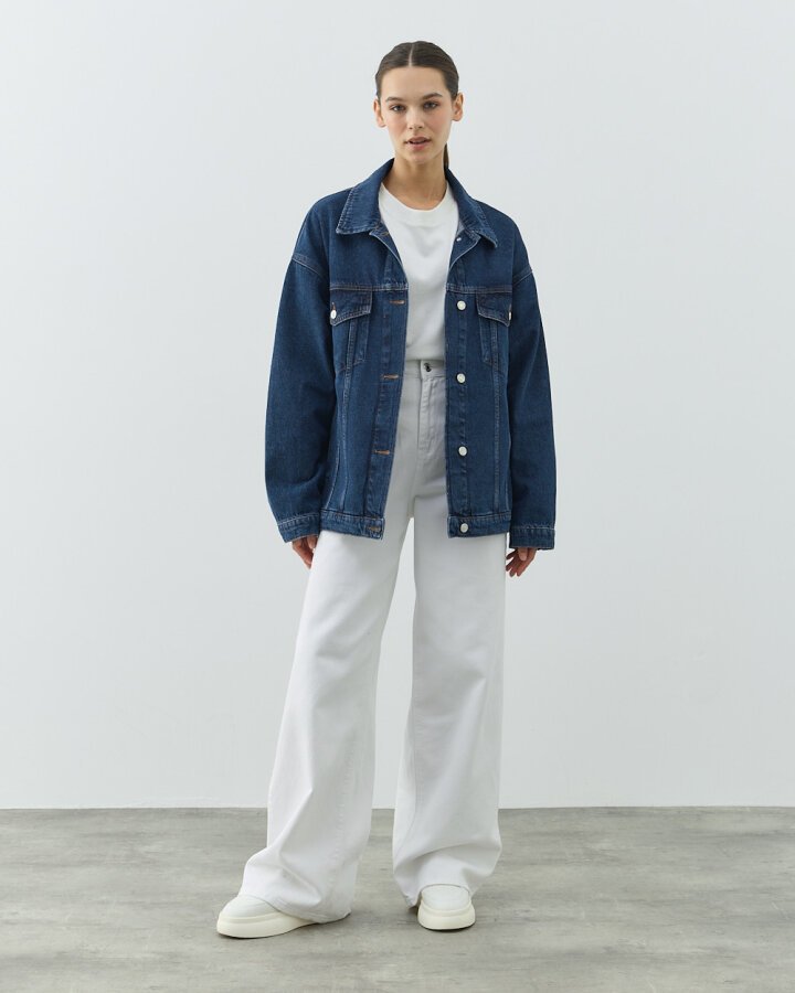 Oversize Unisex Jean Ceket Mavi - Aybikestil (1)
