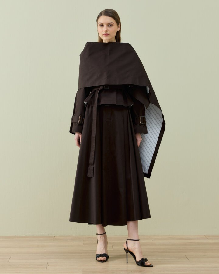 Paper Gabardin Atkılı Mini Trençkot Acı Kahve - (1)