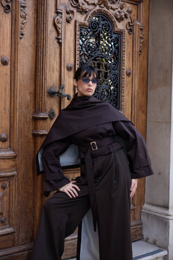 Paper Gabardin Atkılı Mini Trençkot Kahverengi - Aybikestil