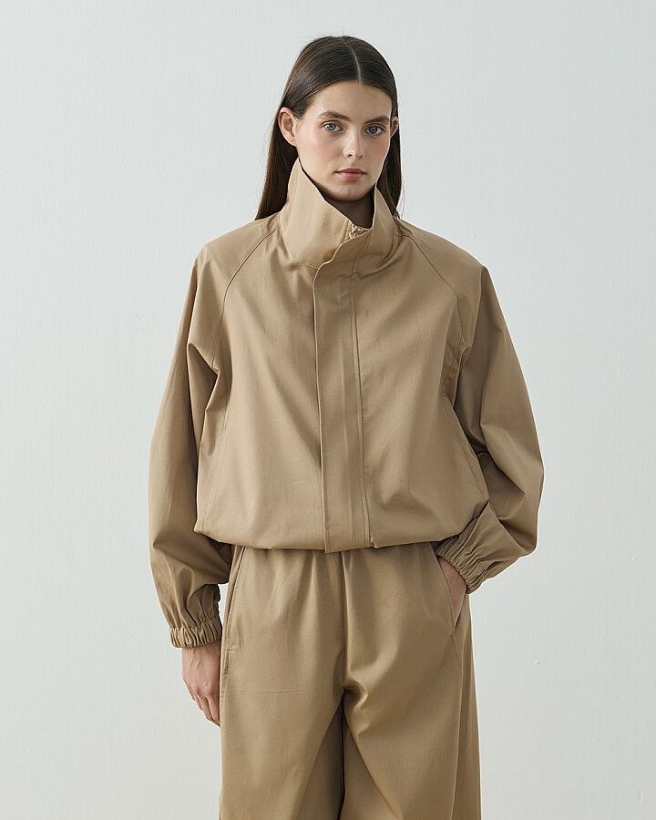 Paper Gabardin Bomber Ceket Camel - Aybikestil