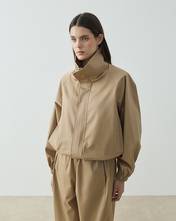 Paper Gabardin Bomber Ceket Camel - Aybikestil (1)