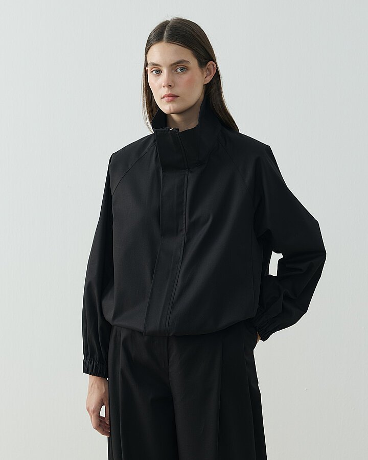 Paper Gabardin Bomber Ceket Siyah - 