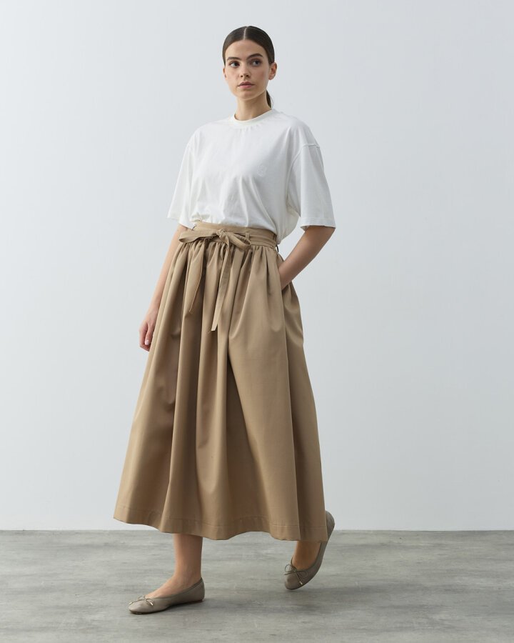 Paper Gabardin Glory Büzgülü Balon Etek Camel - Aybikestil (1)