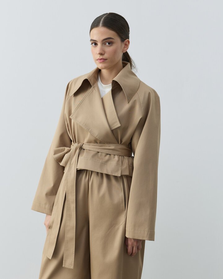 Paper Gabardin Mini Trençkot Camel - Aybikestil