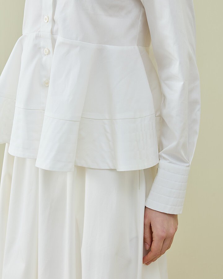 Paper Gabardin Nervürlü Kuplu Font Gömlek Ekru - Aybikestil (1)