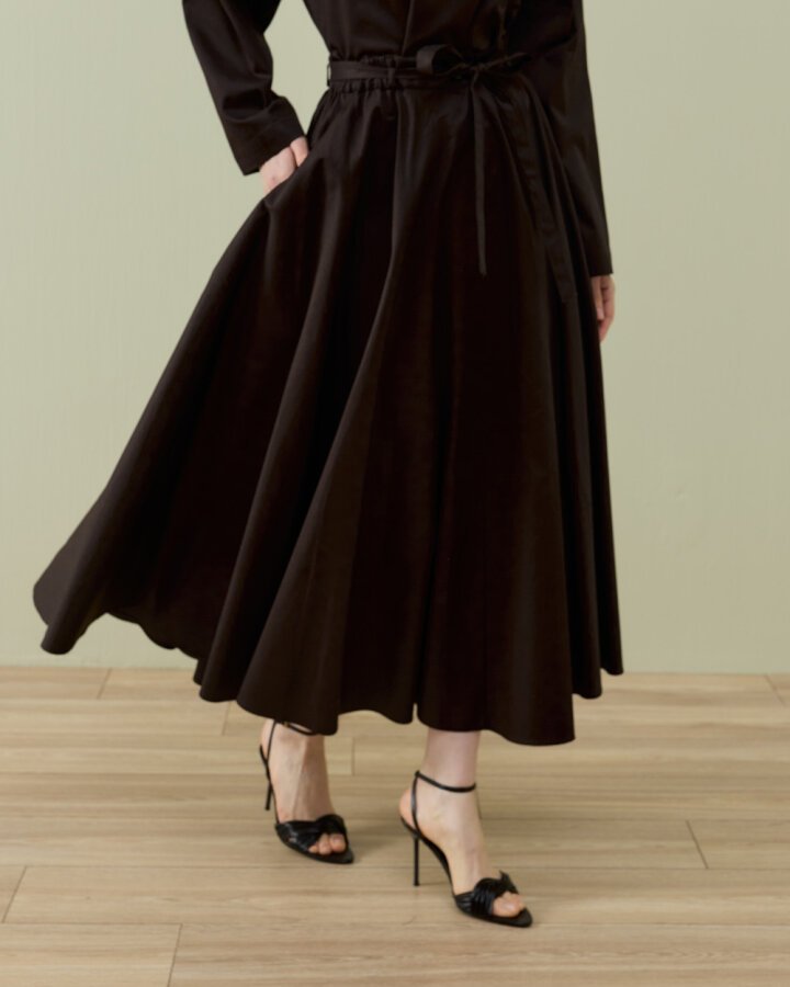 Paper Gabardin Tam Kloş Önü Patlı Etek Acı Kahve - Aybikestil