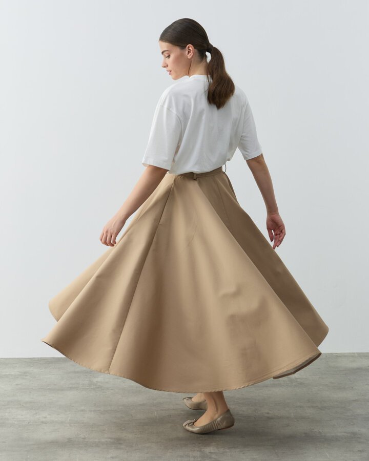 Paper Gabardin Tam Kloş Önü Patlı Etek Camel - Aybikestil (1)