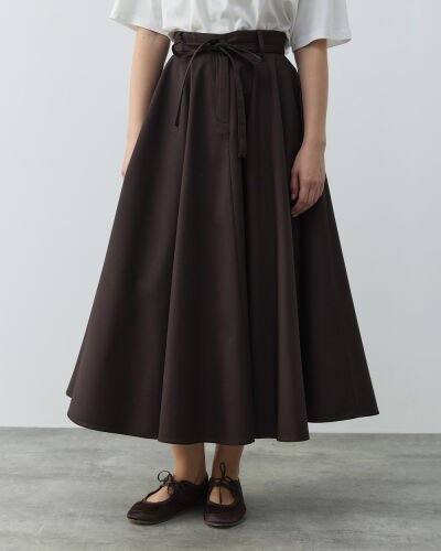 Paper Gabardin Tam Kloş Önü Patlı Etek Kahve 