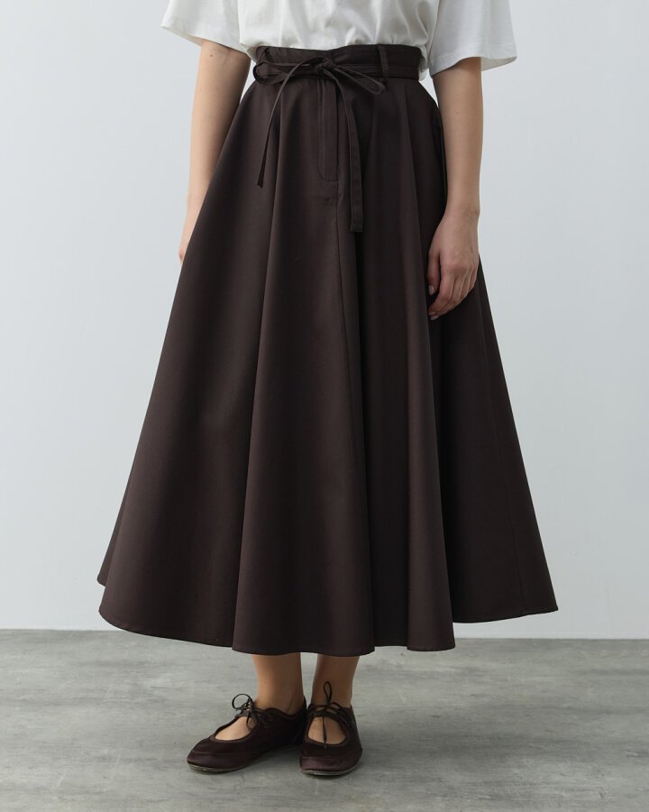 Paper Gabardin Tam Kloş Önü Patlı Etek Kahve