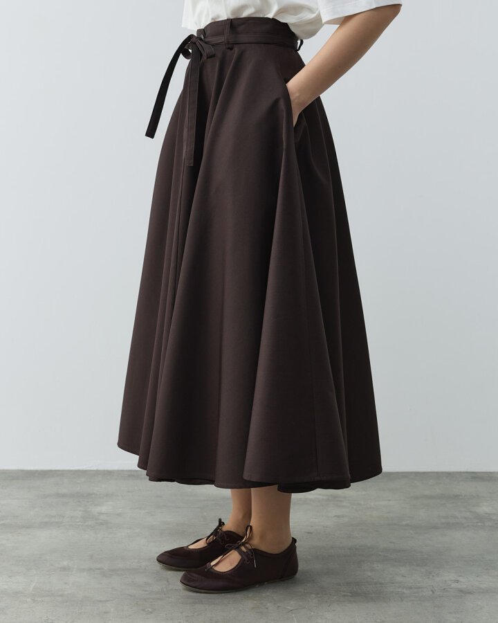 Paper Gabardin Tam Kloş Önü Patlı Etek Kahve - Aybikestil (1)