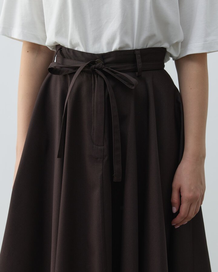 Paper Gabardin Tam Kloş Önü Patlı Etek Kahve - Aybikestil (1)