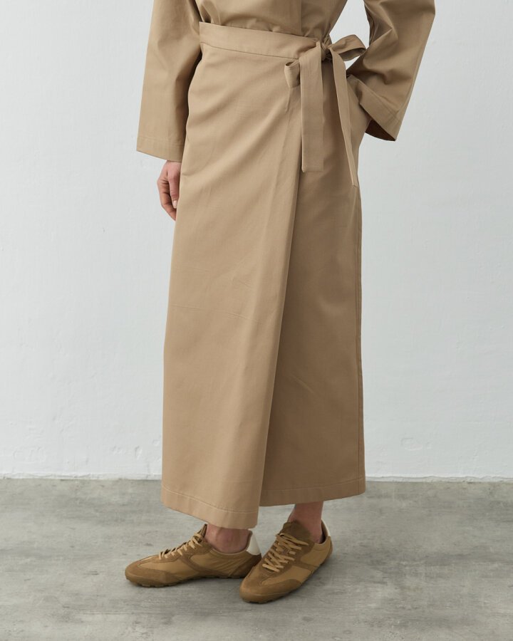 Paper Gabardin Yandan Bağlamalı Kapaklı Etek Camel - Aybikestil (1)