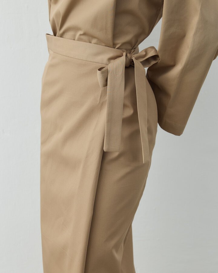 Paper Gabardin Yandan Bağlamalı Kapaklı Etek Camel - Aybikestil (1)