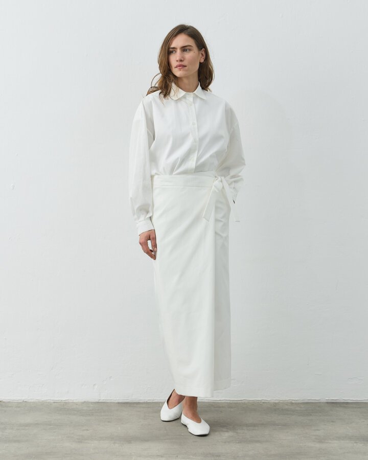 Paper Gabardin Yandan Bağlamalı Kapaklı Etek Ekru - Aybikestil (1)