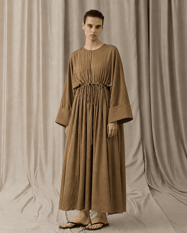 Parlak Abaya Bol Yarasa Elbise Gold - Aybikestil