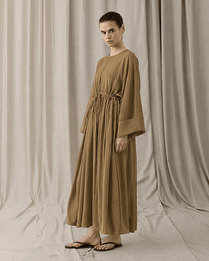 Parlak Abaya Bol Yarasa Elbise Gold - Aybikestil (1)