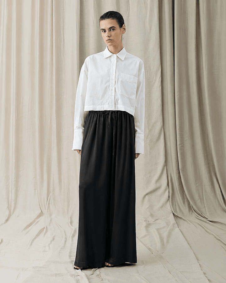 Parlak Wide Leg Bol Pantolon Siyah - Aybikestil (1)