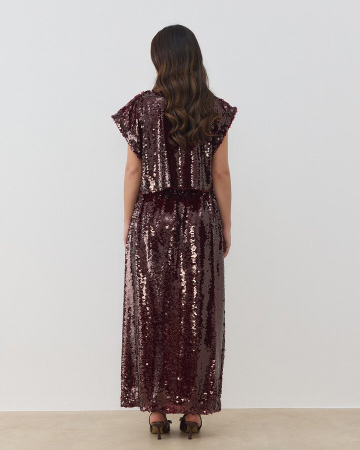 Payetli Crop Bluz Bordo