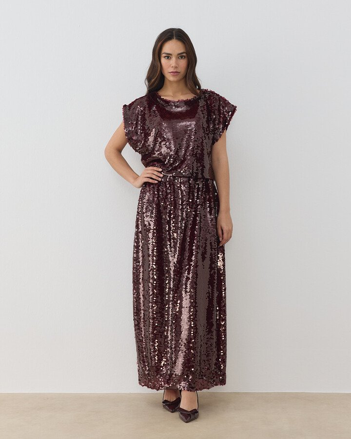 Payetli Crop Bluz Bordo