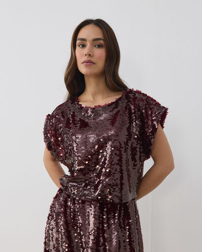 Payetli Crop Bluz Bordo 