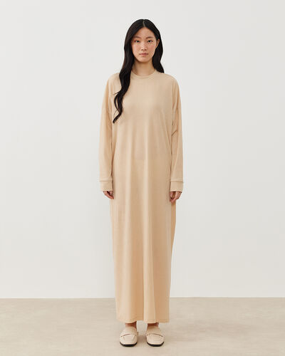 Penye Basic Elbise Bej 