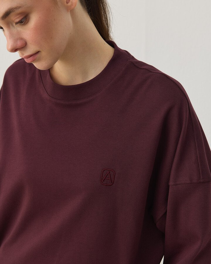 Penye İnterlok Crop Kısa Bluz Bordo