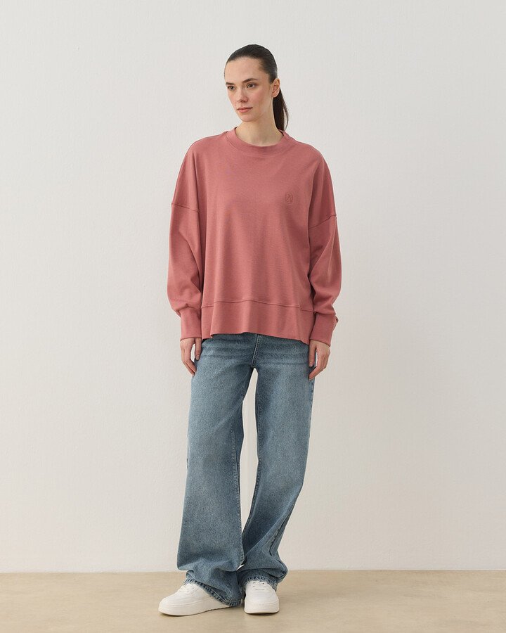 Penye İnterlok Fresh Yırtmaçlı Bluz Blush Pembe
