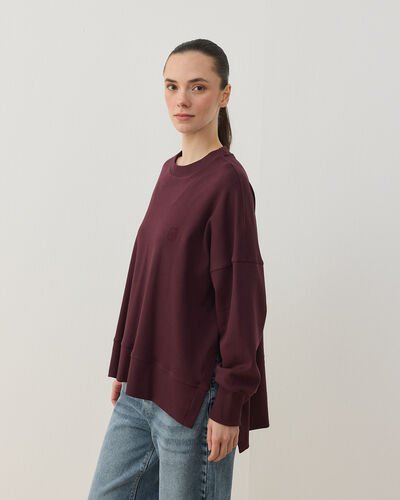 Penye İnterlok Fresh Yırtmaçlı Bluz Bordo 
