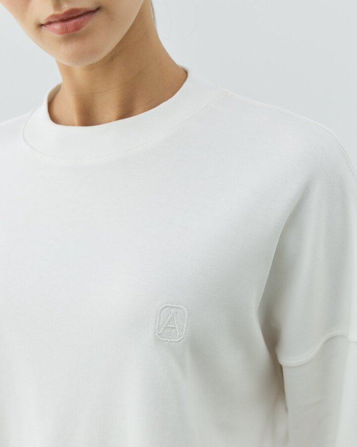 Penye İnterlok Fresh Yırtmaçlı Bluz Ekru - Aybikestil (1)