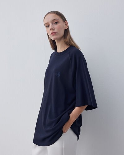 Penye İnterlok Over Tshirt Lacivert 