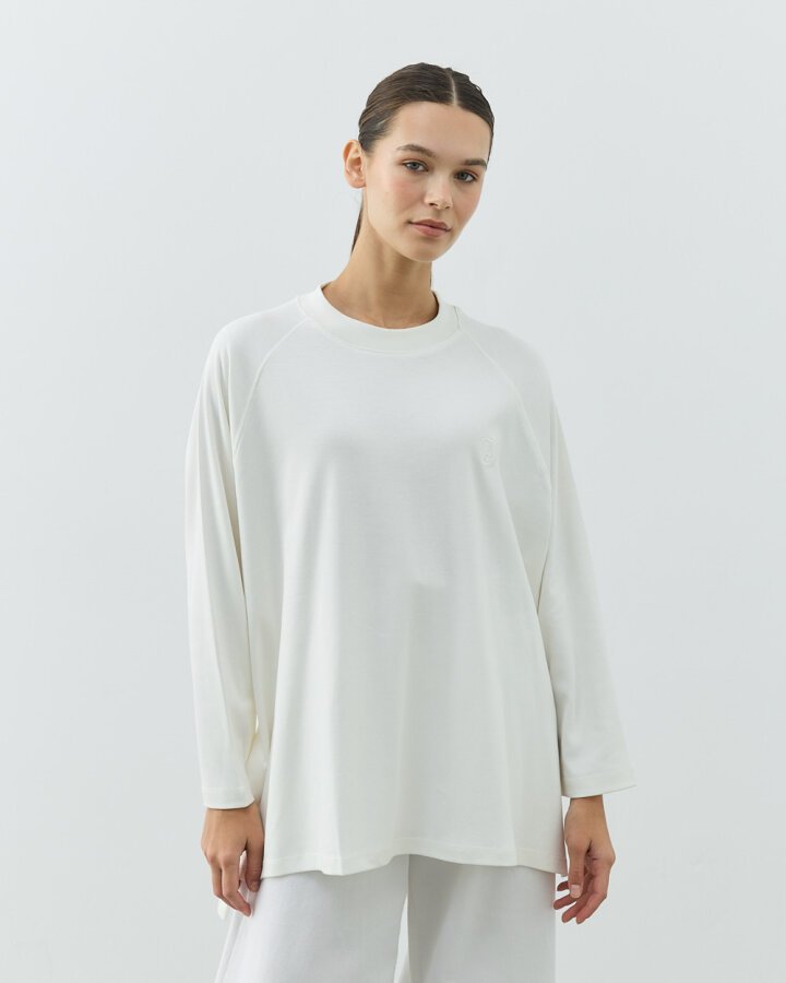 Penye İnterlok Relax Bluz Ekru - Aybikestil (1)