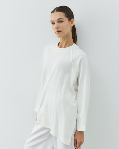 Penye İnterlok Relax Bluz Ekru 