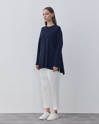 Penye İnterlok Relax Bluz Lacivert - Aybikestil (1)