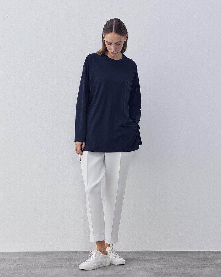 Penye İnterlok Relax Bluz Lacivert - Aybikestil (1)