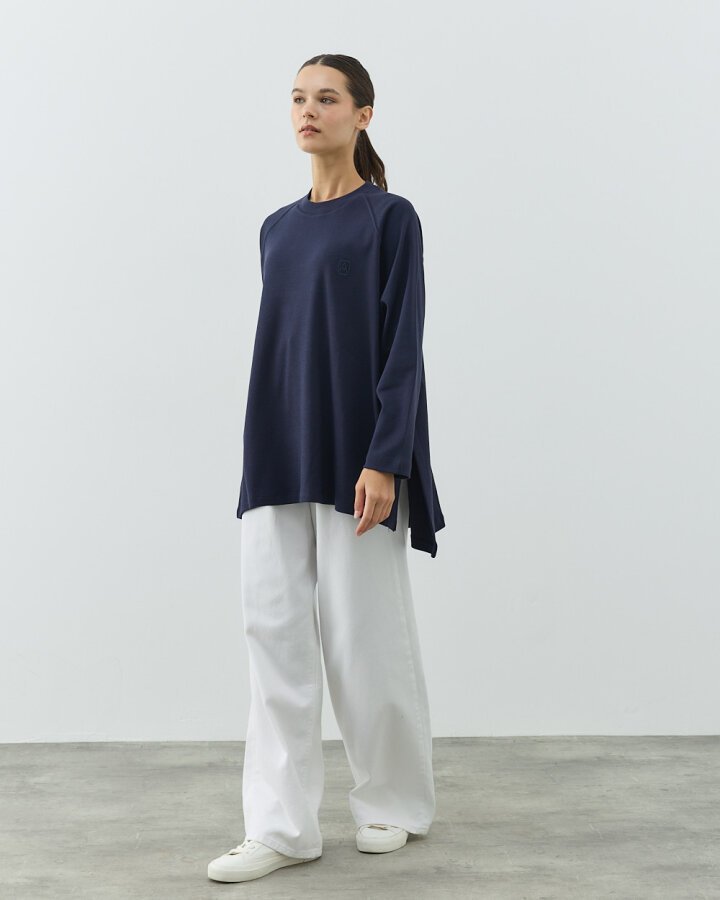 Penye İnterlok Relax Bluz Lacivert - Aybikestil (1)