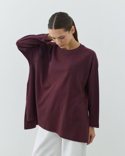 Penye İnterlok Relax Bluz Mürdüm 