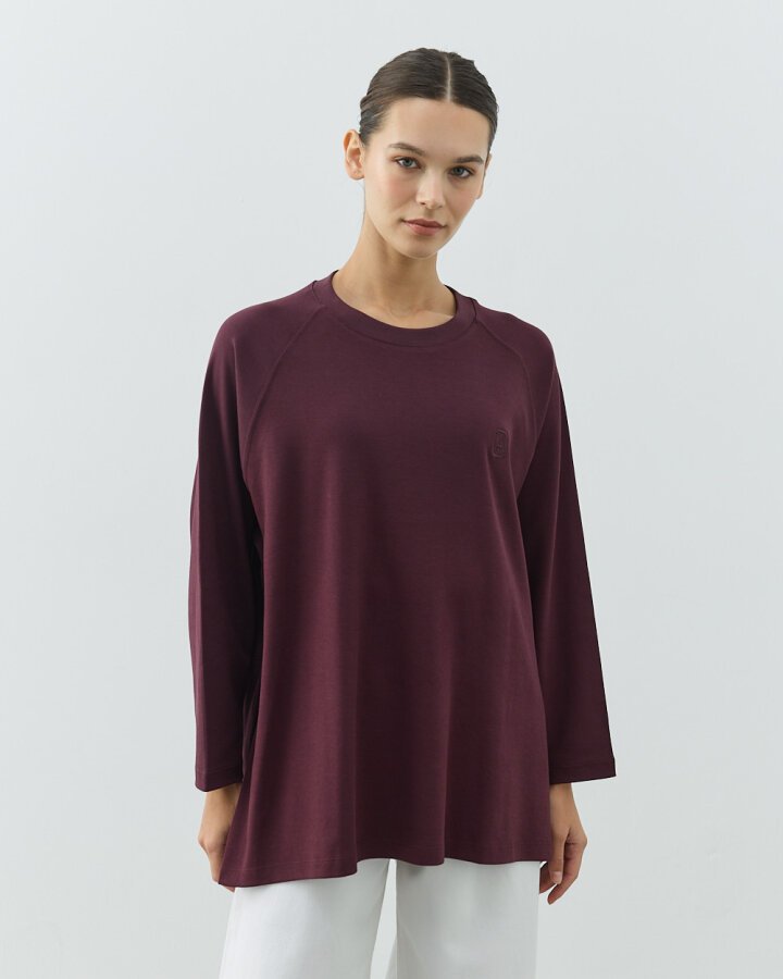 Penye İnterlok Relax Bluz Mürdüm - Aybikestil (1)