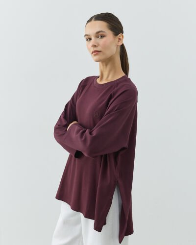 Penye İnterlok Relax Bluz Mürdüm 