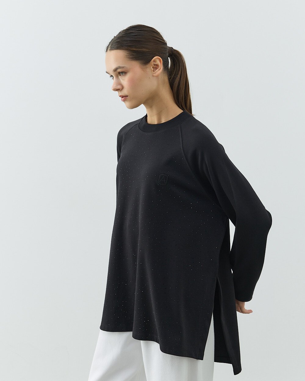 Penye İnterlok Relax Bluz Siyah - Aybikestil