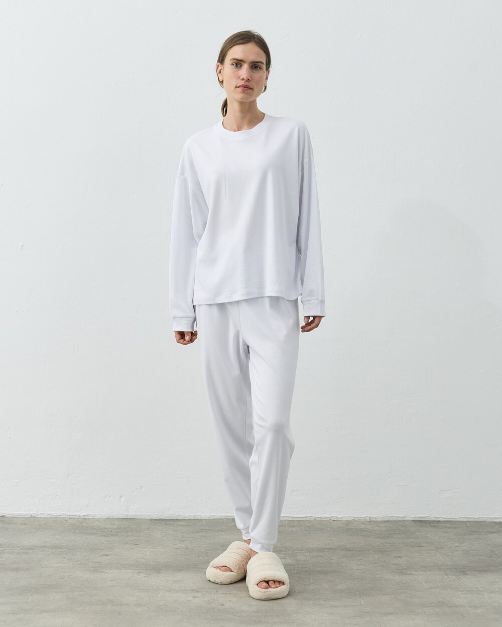 Penye Jogger Pijama Takımı Beyaz - Aybikestil