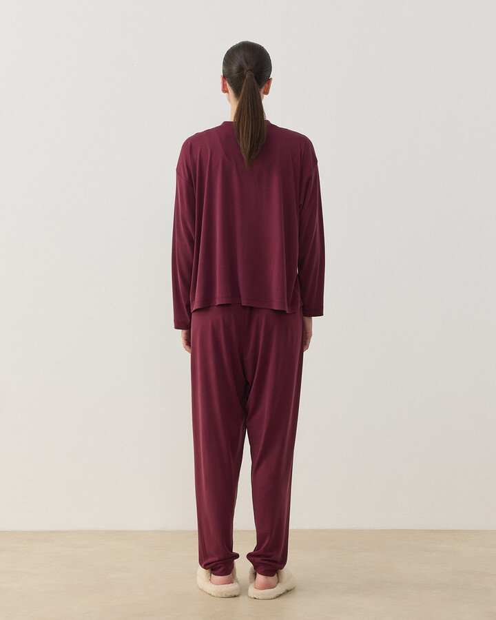 İnce Modal Jogger Pijama Takımı Bordo