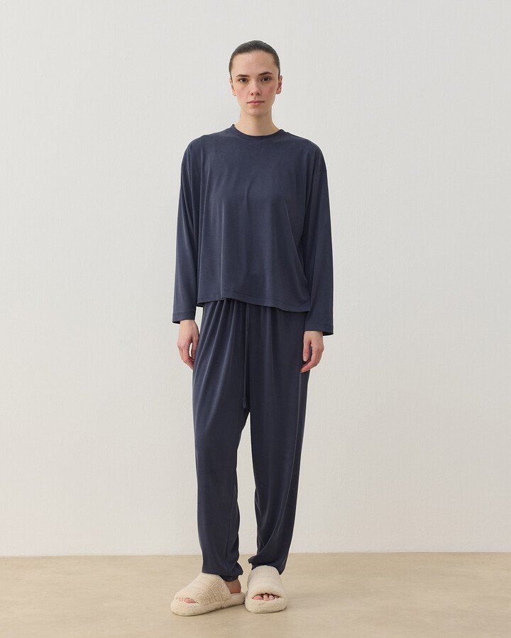 İnce Modal Jogger Pijama Takımı Füme
