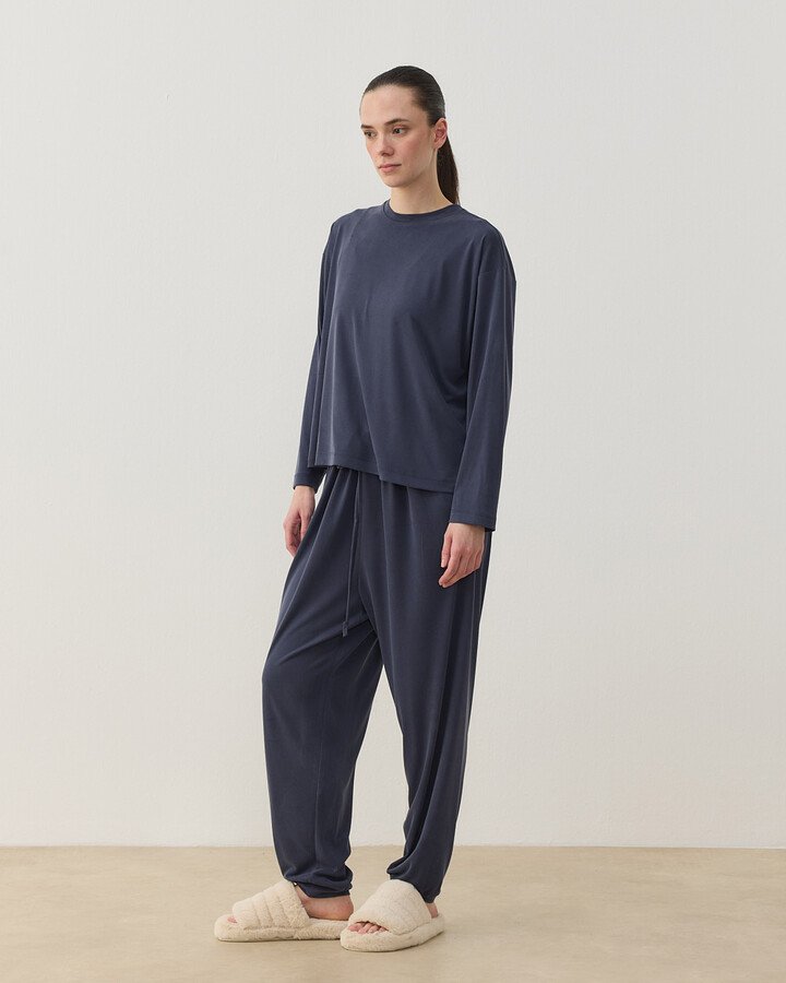 İnce Modal Jogger Pijama Takımı Füme