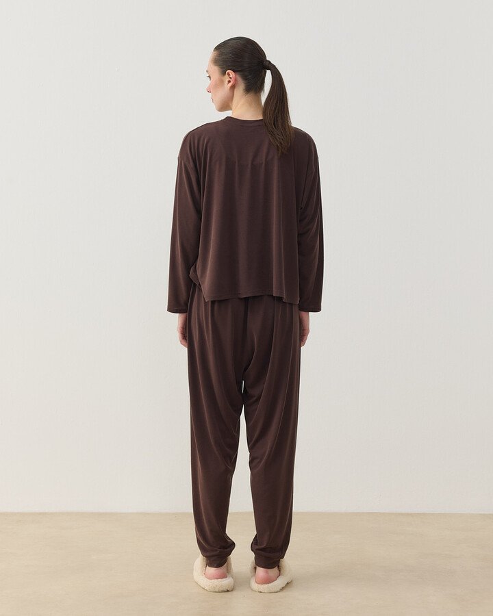 Penye Jogger Pijama Takımı Kahve